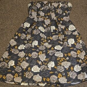 J. Crew Strapless Black Floral Rose Midi Dress Preppy 💫